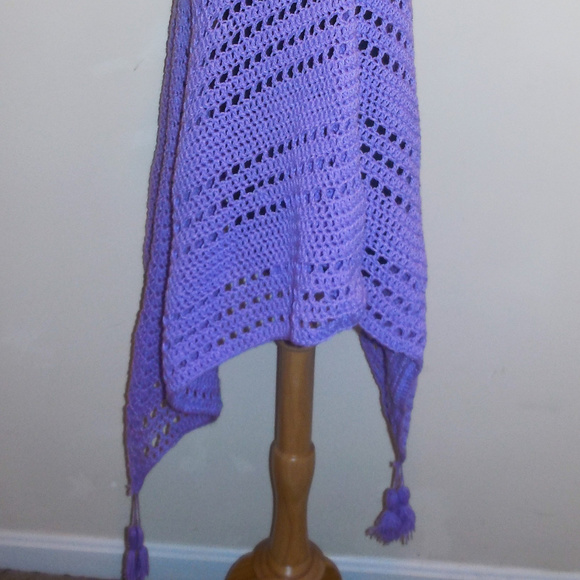 Poncho Crochet Lavender Tussled Exclusive Handmade - Picture 5 of 7